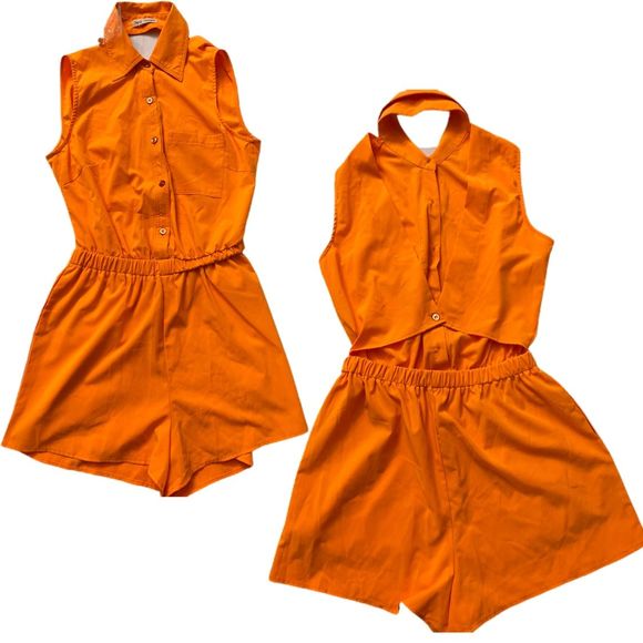 Hot & Delicious Pants - Hot & Delicious NWT Womens Medium Orange Romper
